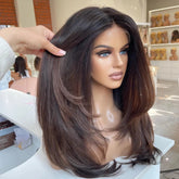 Ombre Brown Hair Loose Wave Lace Human Hair Front Wig - Everyday Wigs
